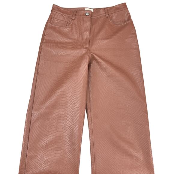 WILFRED Aritzia The Melina High Waisted Leather Python Pant Sz 4 Cognac - Picture 3 of 6